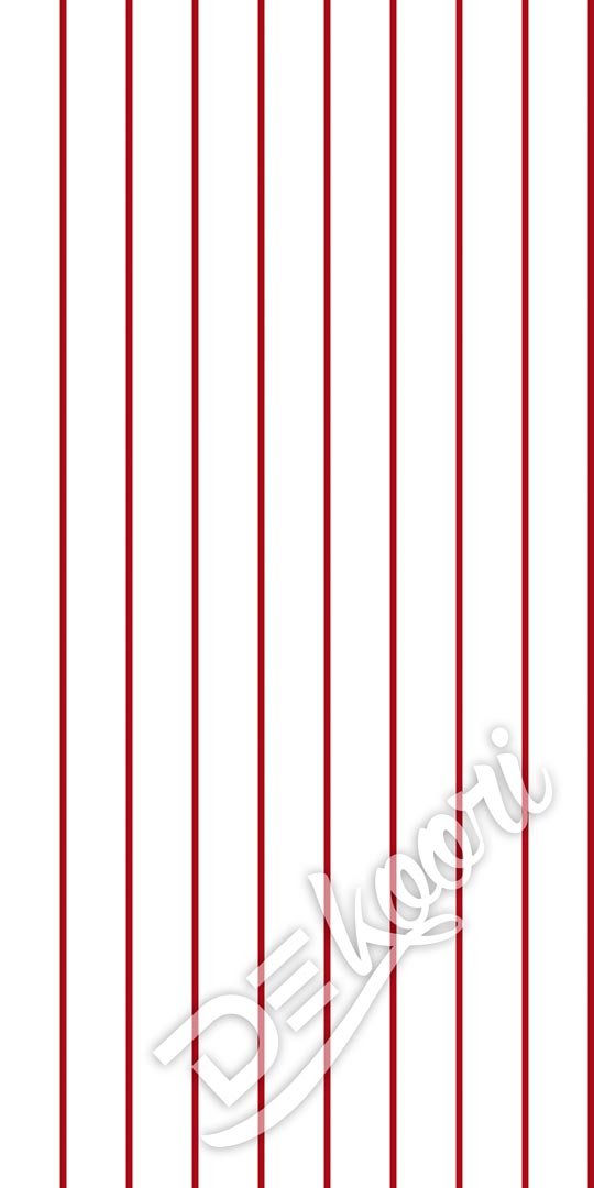 Biała tapeta w czerwone linie, paski pionowe 1 cm - Dekoori zdjęcie 3