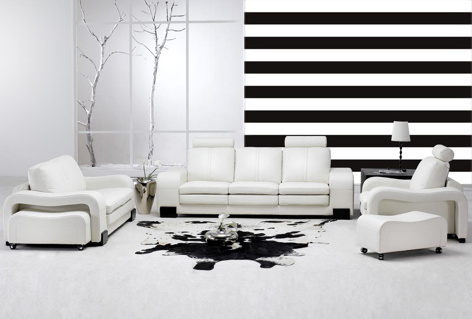 Black and white horizontal striped wallpaper - Dekoori image 4