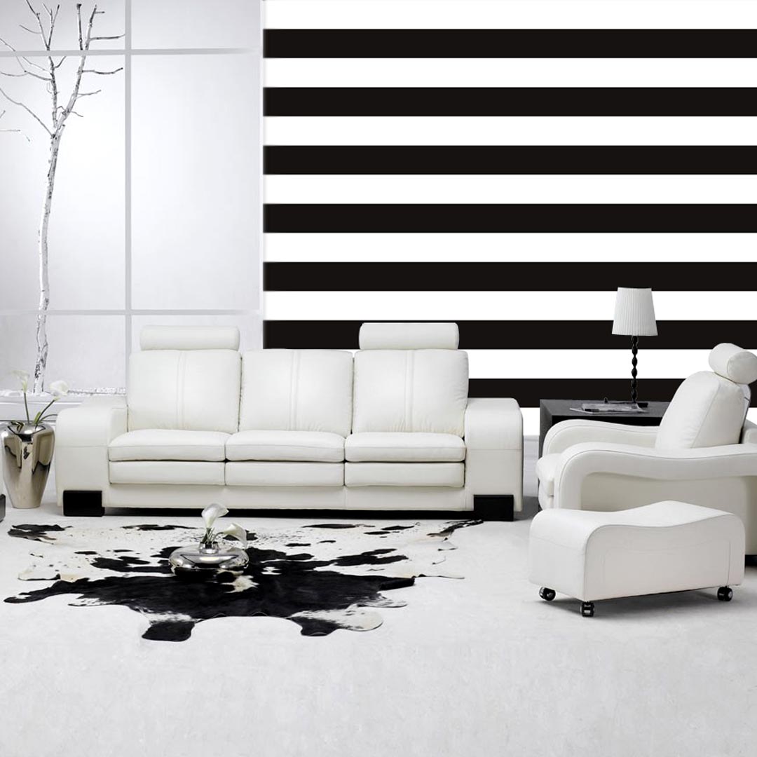 Black and white horizontal striped wallpaper - Dekoori image 2