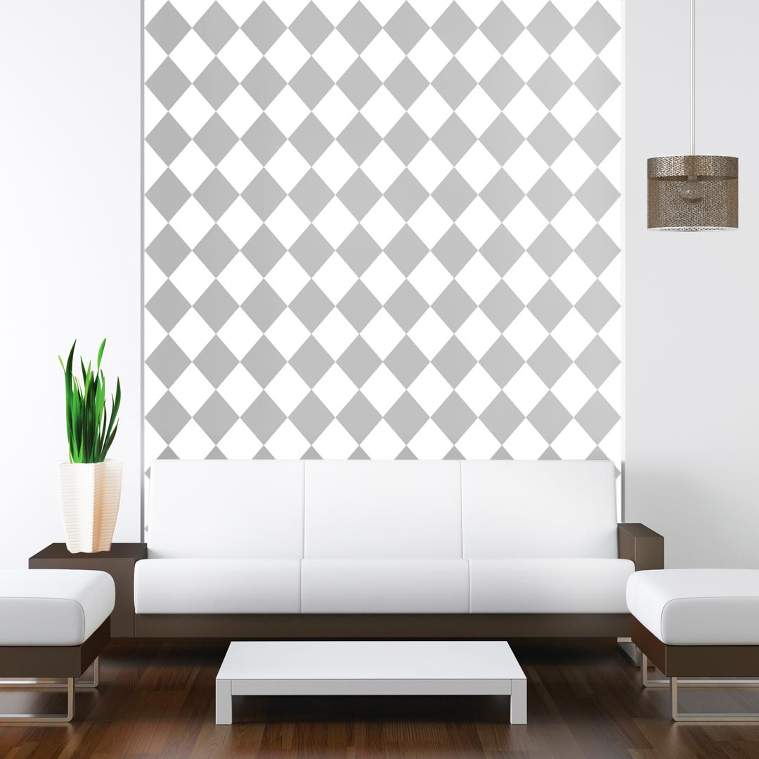 White and grey harlequin wallpaper - Dekoori image 2