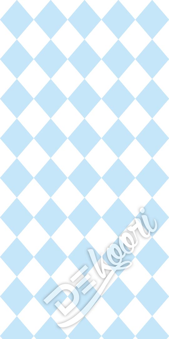 Tapeta s bílými a blankytně modrými kosočtverci - Dekoori obrázek 3