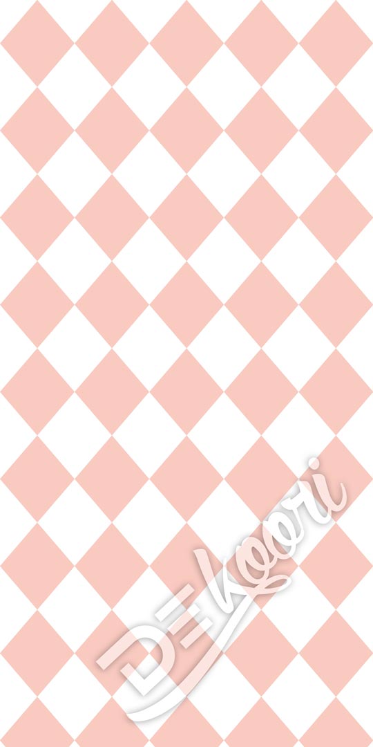 White and light salmon pink harlequin wallpaper - Dekoori image 3