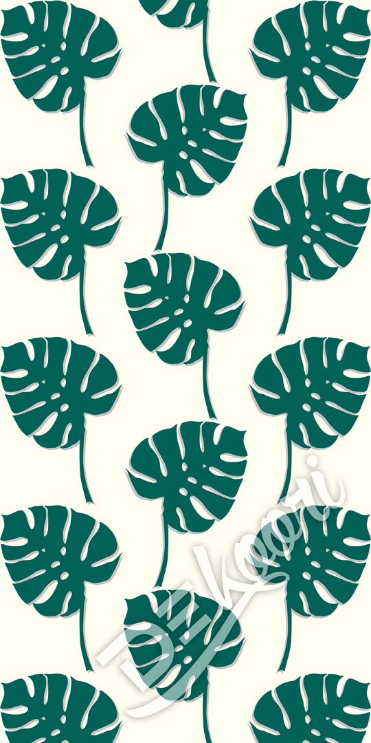 Green Monstera leaves wallpaper on white background - Dekoori image 3