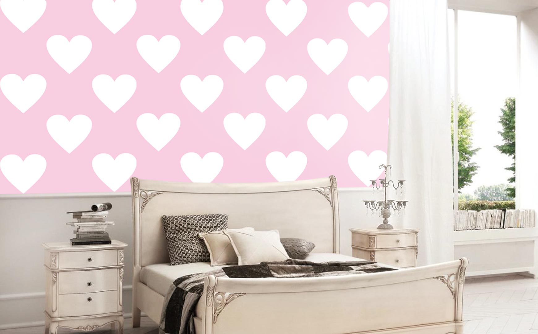 Pink and white big 33 cm hearts wallpaper - Dekoori image 4