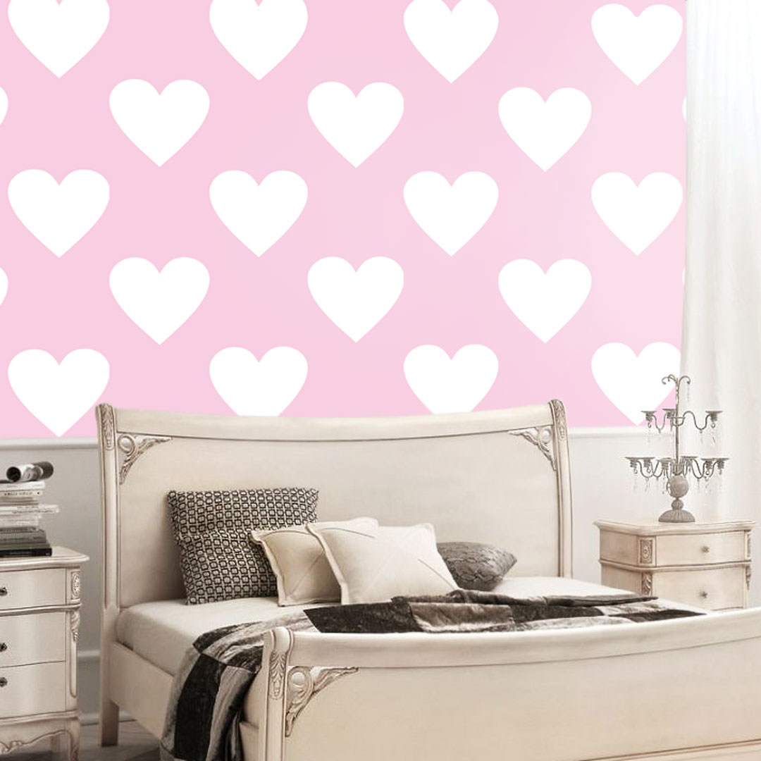 Pink and white big 33 cm hearts wallpaper - Dekoori image 2