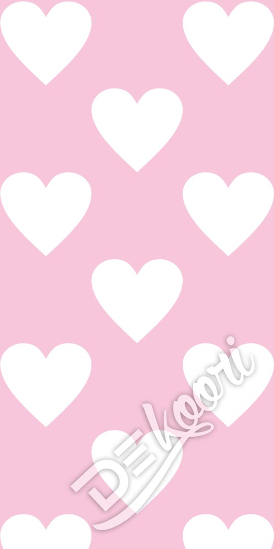 Růžová tapeta s velkými bílými srdci 33 cm - Dekoori obrázek 3