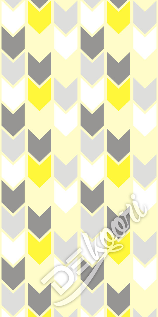 Tapeta žluto-šedo-bílá s klikatým vzorem chevron, cik cak, krokve, šipky - Dekoori obrázek 2