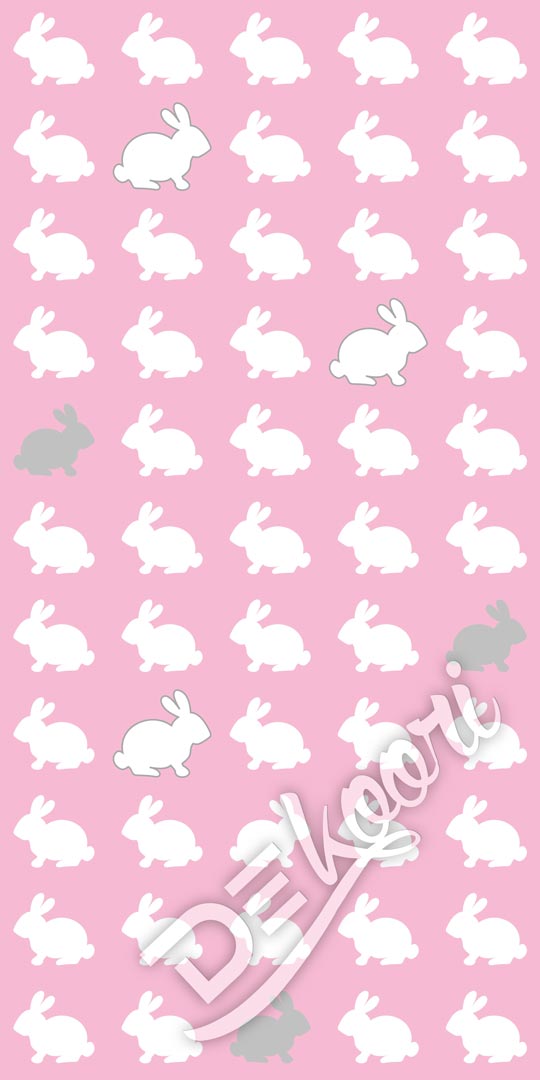 Ružová tapeta s bielymi králikmi, milé biele králiky, zajačiky - Dekoori obrázok 3