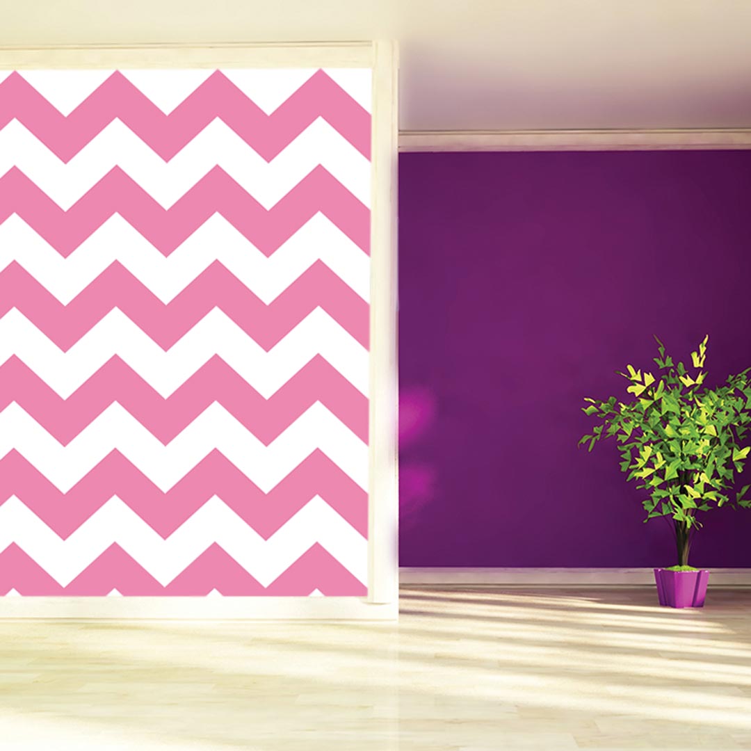 White and pink chevron wallpaper - Dekoori image 2