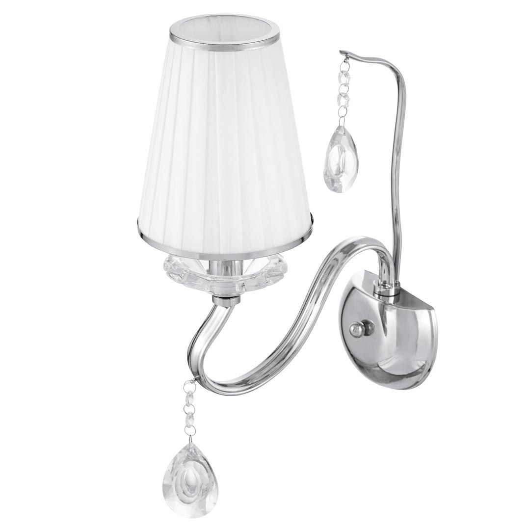 Nástěnná lampa s křišťálovými ověsy FINEZZIA W1, bílé stínidlo, stříbrné svítidlo na zeď - Lumina Deco obrázek 2