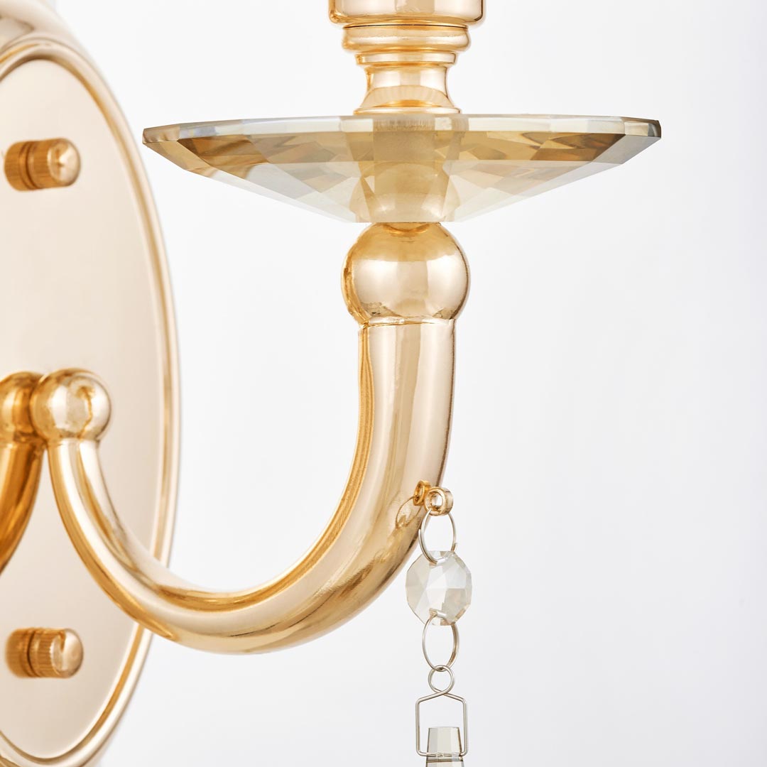 Zlaté jednoduché nástenné svietidlo FABIONE s krištáľovým ovesom, moderná, klasická nástenná lampa - Lumina Deco obrázok 4