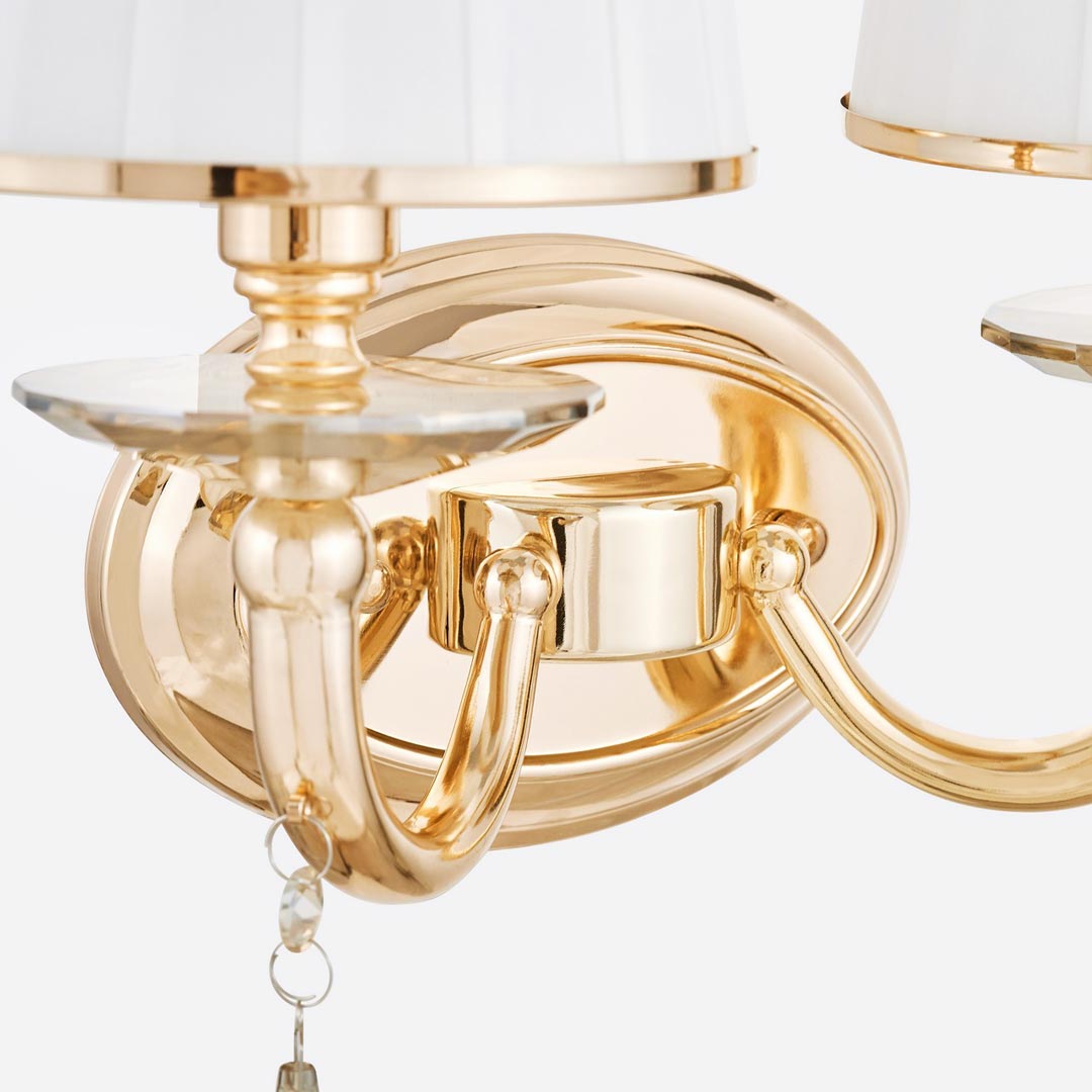Zlatá nástěnná lampa FABIONE W2, dvojitá, křišťálová, klasická - Lumina Deco obrázek 3
