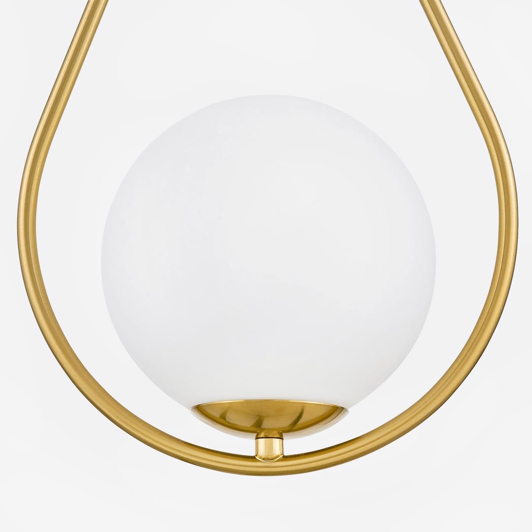 Designové nástěnné svítidlo v mosazné barvě FORNERI D15 skleněné stínidlo ve tvaru bílé koule - Lumina Deco obrázek 4