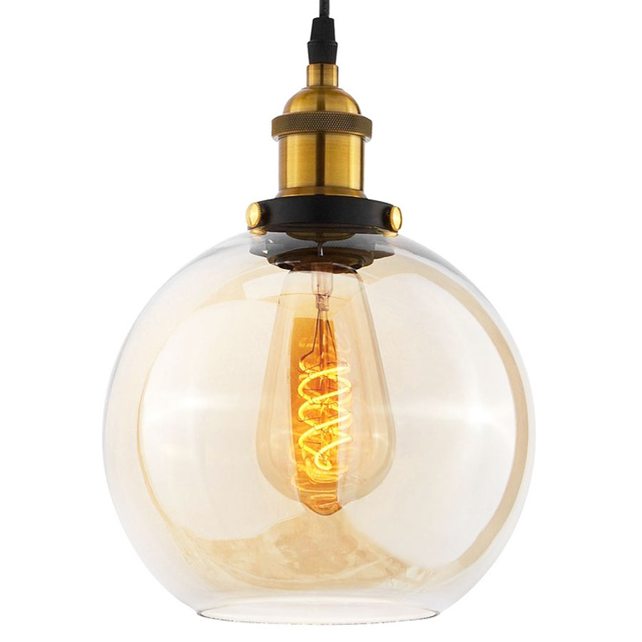 Skleněné stropní svítidlo, jantarová koule NAVARRO, lampa retro vintage - Lumina Deco obrázek 1
