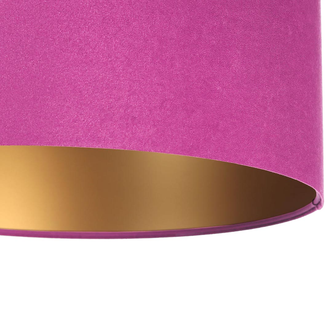 Purpurowa lampa wisząca, welurowa, z walcowym abażurem ze złotym wnętrzem FUKSJA - BPS Koncept zdjęcie 4