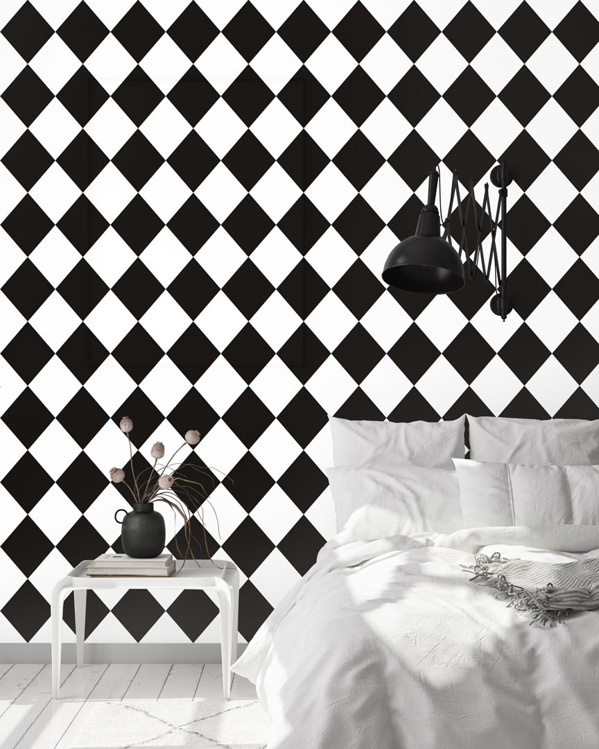 White and black harlequin wallpaper - Dekoori image 2