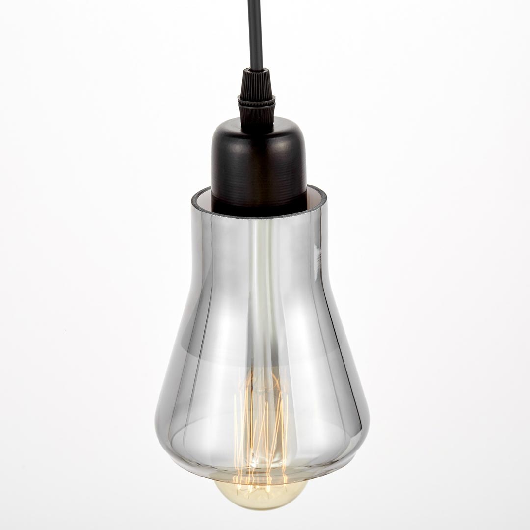 Dymiona lampa wisząca, szklana w czarnej oprawie, designerska BONIO - Lumina Deco zdjęcie 4