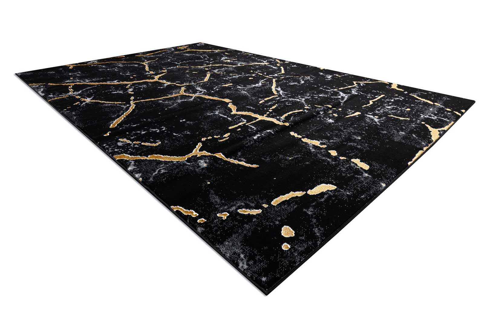 Kamienny syntetyczny dywan marmur glamour w czarnym kolorze ze złotymi pęknięciami - Dywany Łuszczów zdjęcie 3