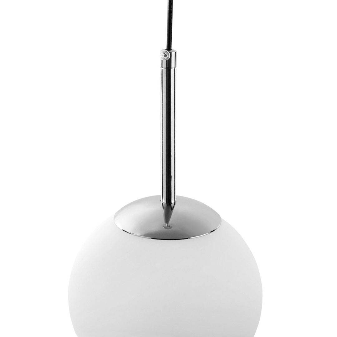 Chromowana lampa wisząca, biała, szklana kula, designerska FREDICA W1 - Lumina Deco zdjęcie 4