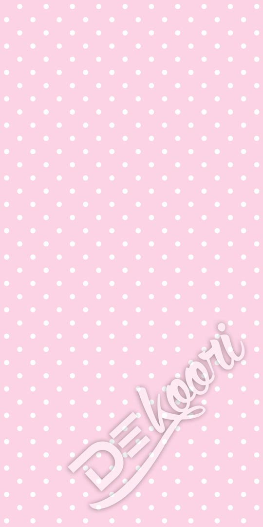Tapeta růžová s drobnými bílými puntíky, tečky polka dot 2 cm - Dekoori obrázek 3