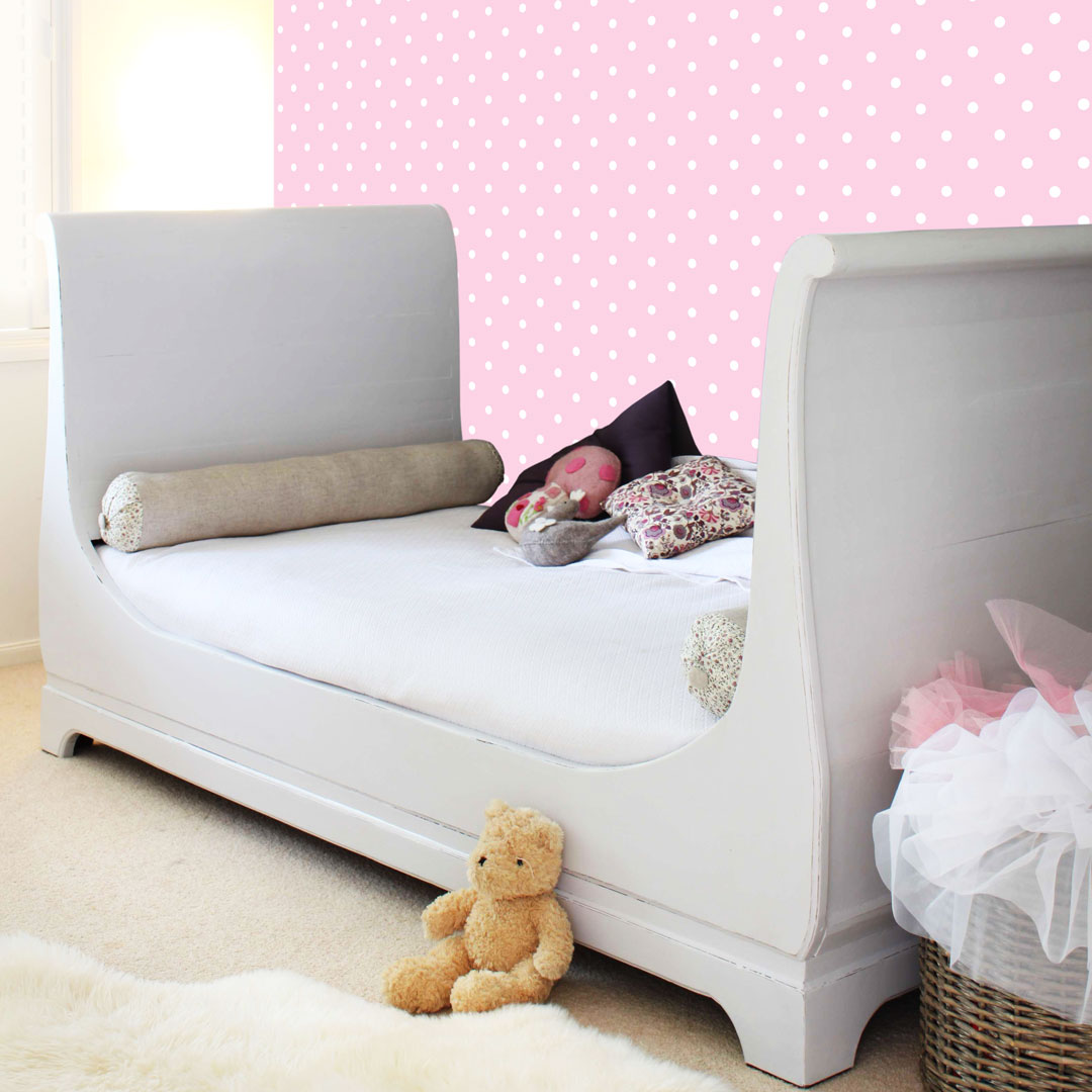 Pink and white mini 2 cm dots wallpaper - Dekoori image 2