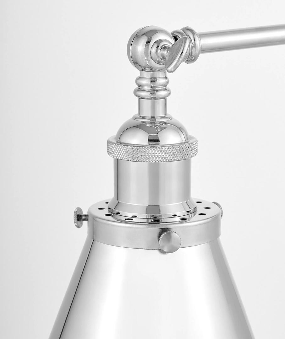 Chromovaná nástěnná lampa RUBI W1 kovové, kónické retro stínitko - Lumina Deco obrázek 3