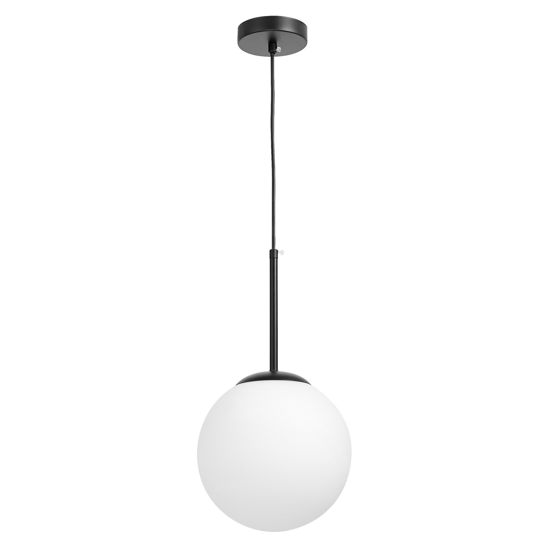 Czarna lampa wisząca z białym kloszem w kształcie kuli, nowoczesna FREDICA W1 - Lumina Deco zdjęcie 3