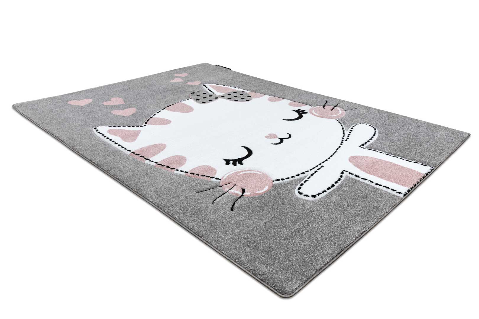 Mäkký detský koberec: mačka, mačička, sivý-biely-ružový pre dievčatko - PETIT KITTY - Dywany Łuszczów obrázok 3