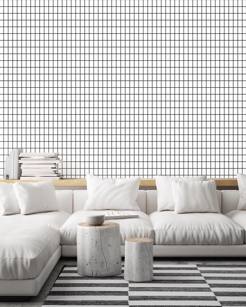 White and black rectangular chequered 4,5 x 7 cm wallpaper - Dekoori image 2