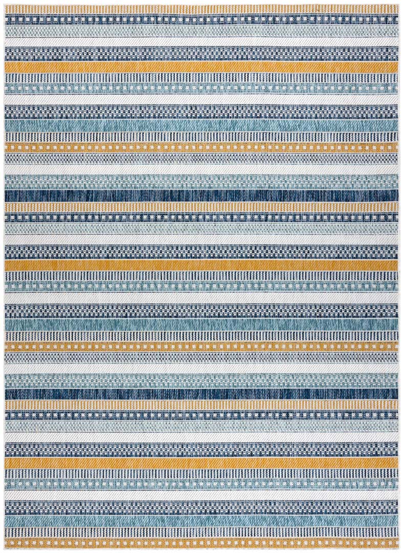 Žlutý a modrý pruhovaný koberec, provázkový, šňůrkový, boho, etno, skandinávský - Dywany Łuszczów obrázek 1