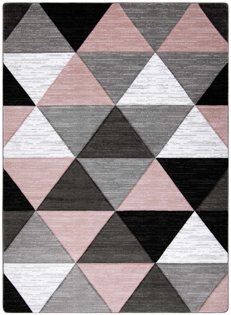 Pastelový koberec pro dívku Alter Rino s růžovými a šedými trojúhelníky - Dywany Łuszczów obrázek 1