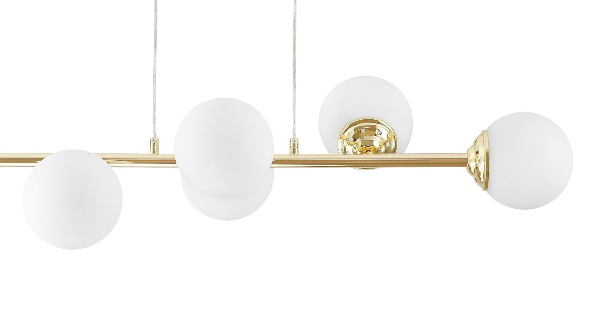 Zlaté svietidlo, luster na lanku, s podlhovastou krytkou a sklenenými guľami, klasická zlatá farba - FINO - Lampit obrázok 3