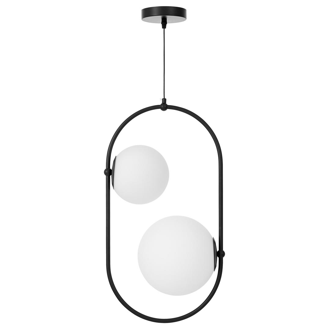 Nowoczesna, czarna lampa wisząca z białymi, szklanymi kloszami PANARI - Lumina Deco zdjęcie 1