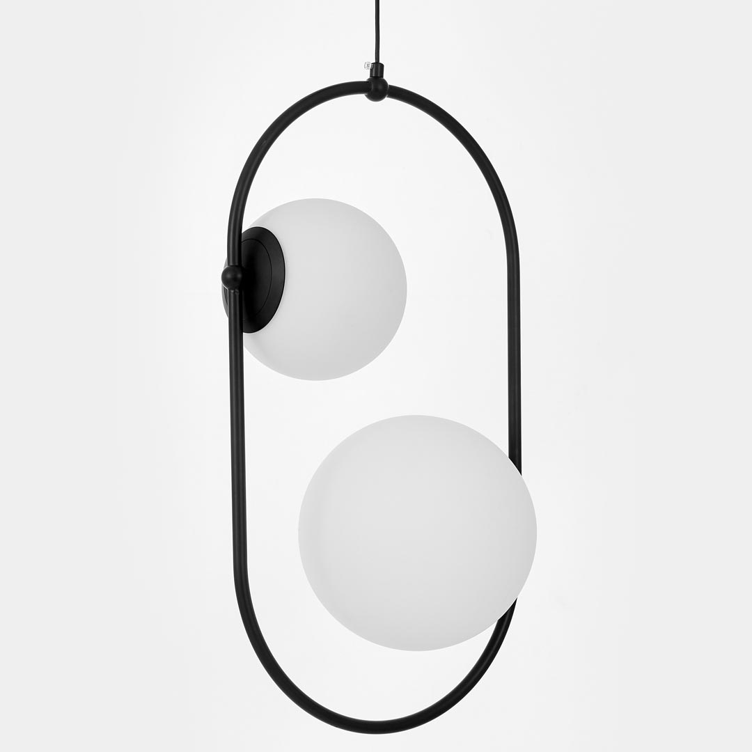 Nowoczesna, czarna lampa wisząca z białymi, szklanymi kloszami PANARI - Lumina Deco zdjęcie 3