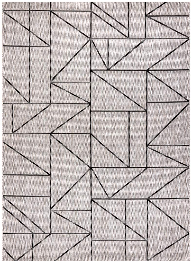 Zajímavý geometrický šedý béžový koberec s černými liniemi boho - Dywany Łuszczów obrázek 1