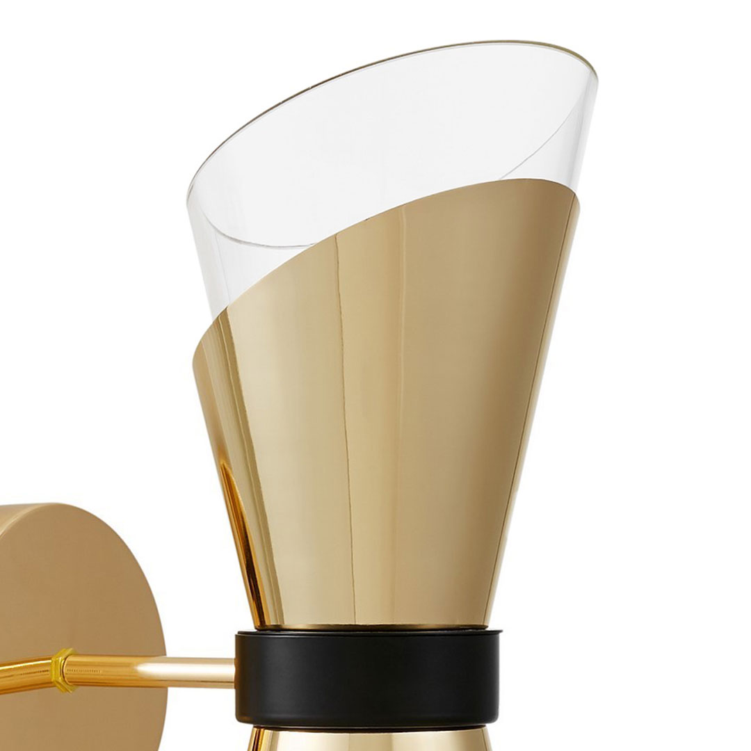 Złota, nowoczesna lampa ścienna ze szklanym kloszem, kinkiet FABRO W2 - Lumina Deco zdjęcie 2
