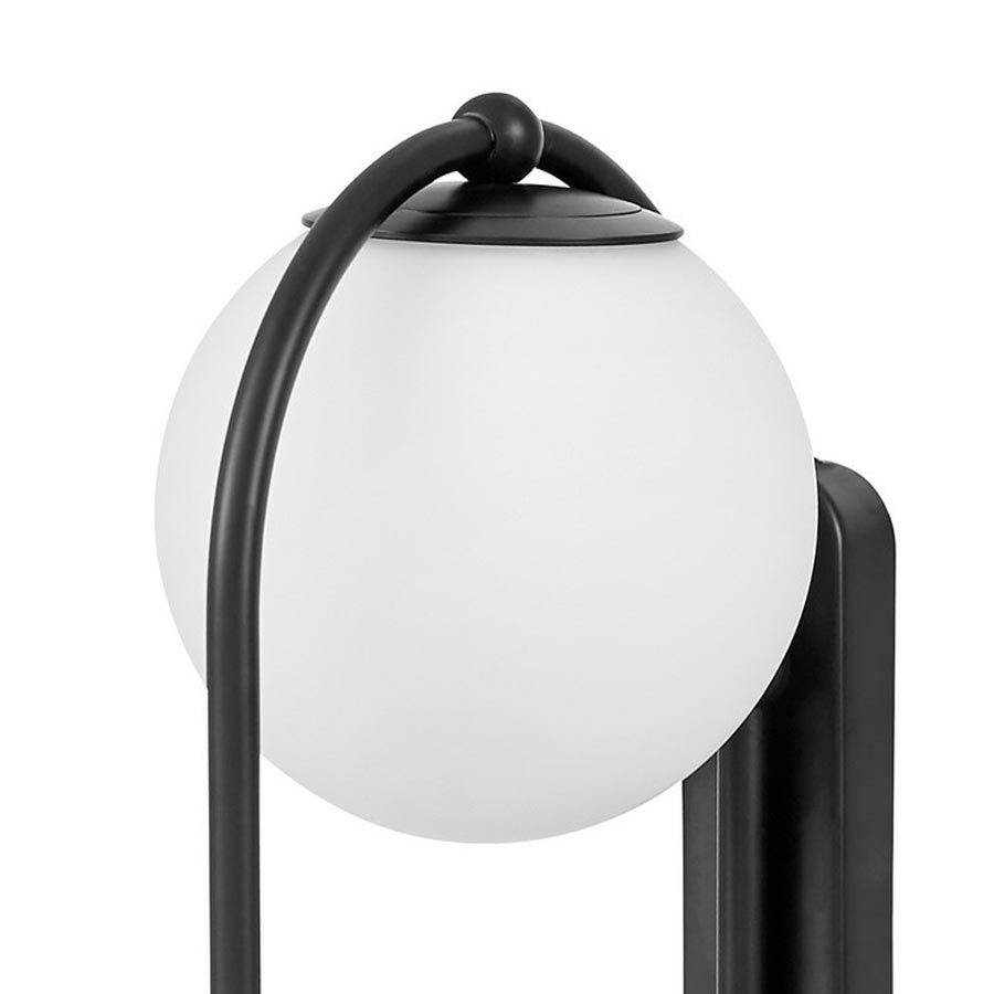Designerski, czarny kinkiet ze szklanymi, białymi kloszami PANARI W2 - Lumina Deco zdjęcie 4