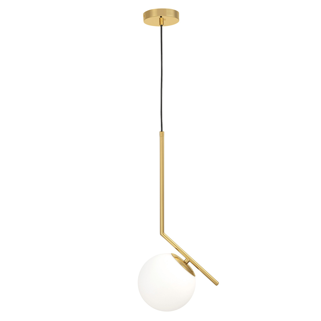 Nowoczesna mosiężna lampa wisząca ze szklanym kloszem, biała kula - SORENTO - Lumina Deco zdjęcie 3