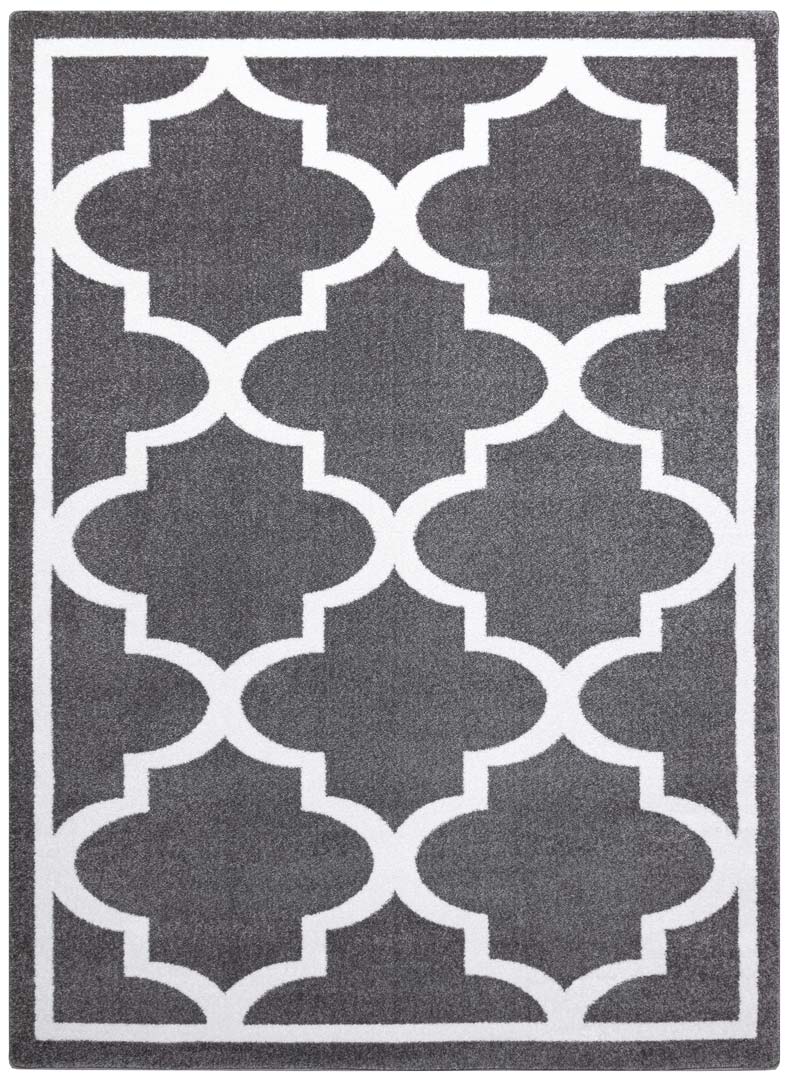 Šedý orientální koberec do obývacího pokoje s bílým marockým jetelem - Dywany Łuszczów obrázek 1