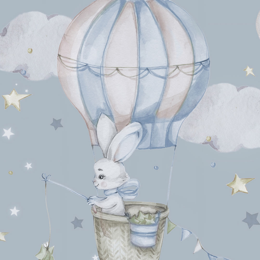 Dětská tapeta pro chlapce nebo dívku, s velrybami a zvířaty v oblacích, lov hvězd - Dekoori obrázek 4