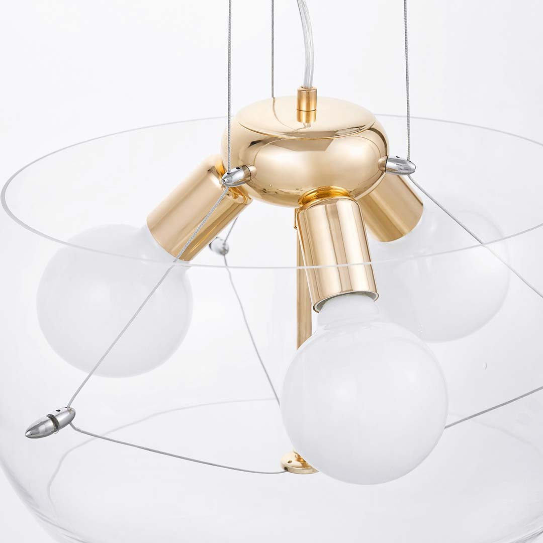 Złota, nowoczesna lampa wisząca ze szklanym, przezroczystym kloszem GLOBO D40 - Lumina Deco zdjęcie 4
