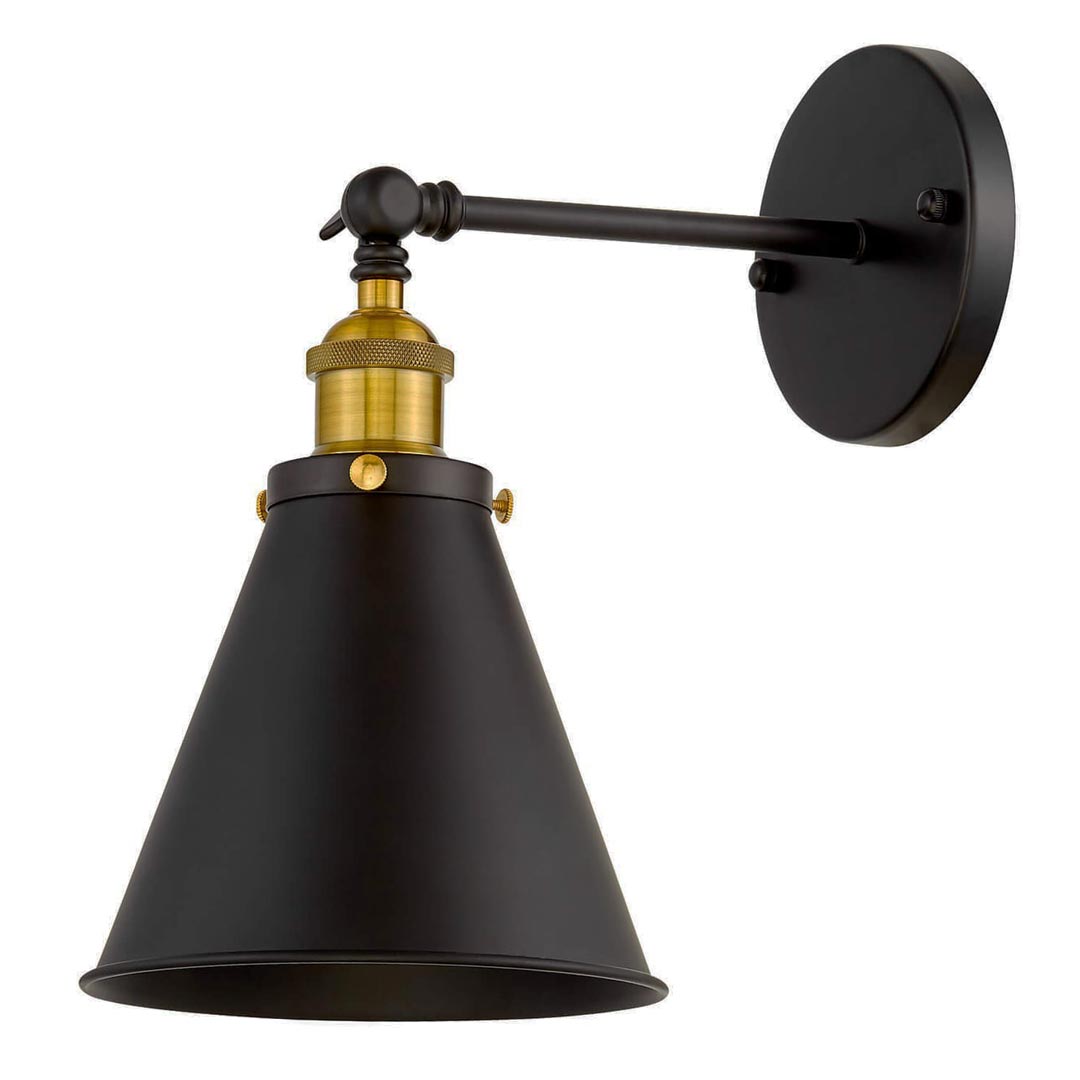 Industriální nástěnná lampa RUBI W1 černé kónické kuželové stínítko loft vintage - Lumina Deco obrázek 1