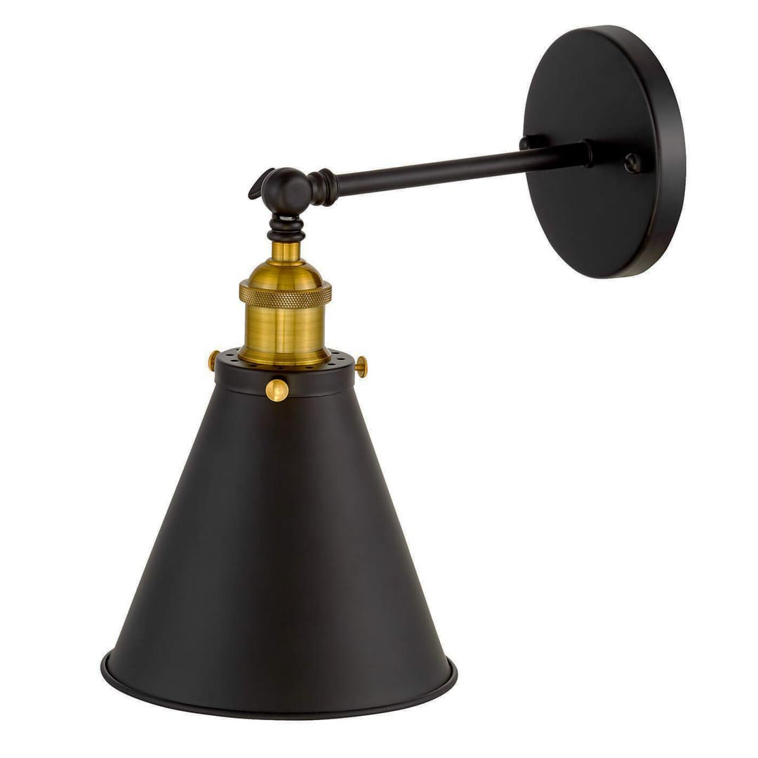 Industriální nástěnná lampa RUBI W1 černé kónické kuželové stínítko loft vintage - Lumina Deco obrázek 2
