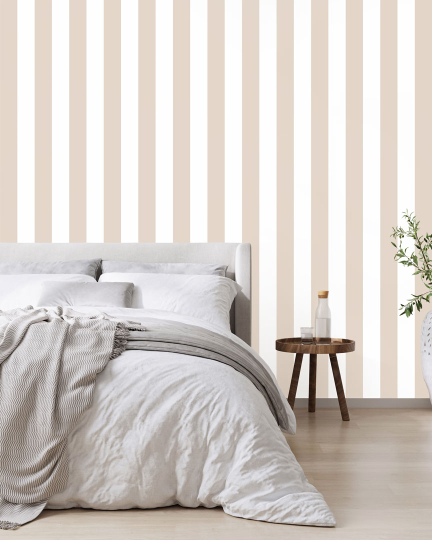 White and beige vertical striped wallpaper - Dekoori image 2