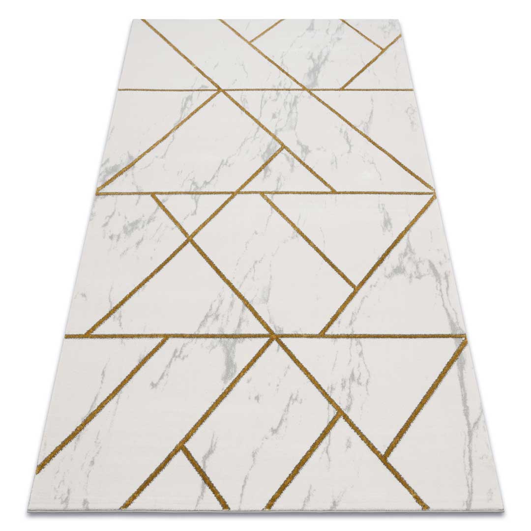 Elegantní koberec se zlatým geometrickým vzorem a mramorovým motivem do obývacího pokoje - Dywany Łuszczów obrázek 2