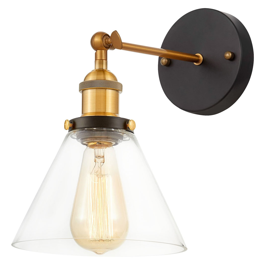 Loftové priemyselné nástenné svietidlo NUBI, dizajnová priehľadná sklenená lampa - Lumina Deco obrázok 1