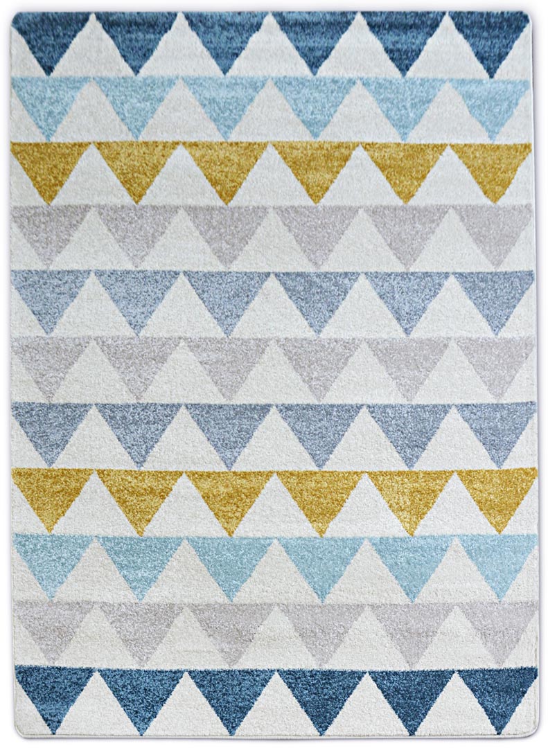 Moderný geometrický koberec s farebnými trojuholníkmi na svetlom pozadí - Dywany Łuszczów obrázok 1