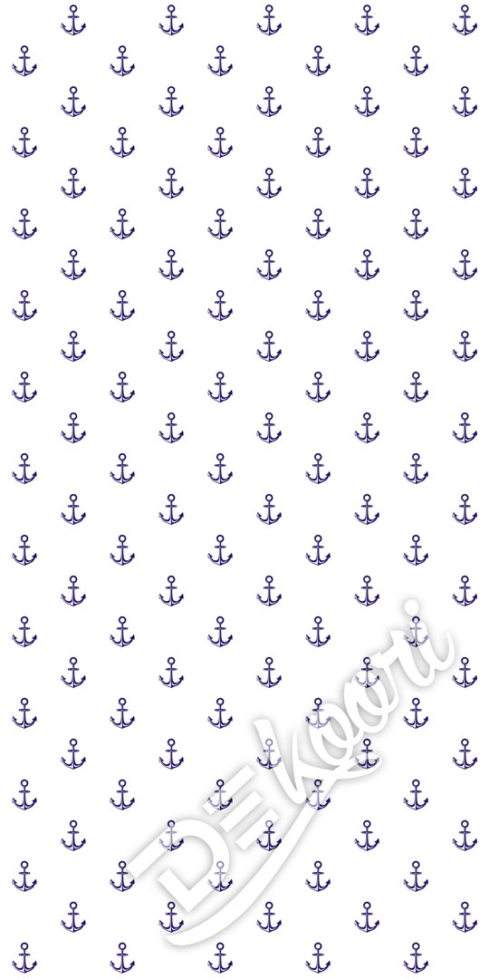 White, nautical marine (sea design with navy blue anchors) wallpaper - Dekoori image 3