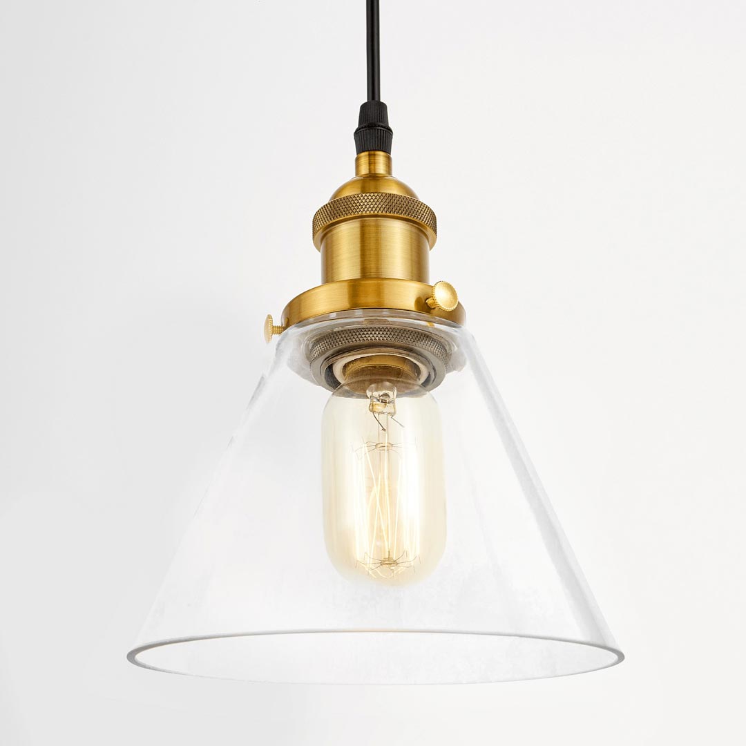 Przezroczysta lampa wisząca loft, mosiężna, industrialna NUBI - Lumina Deco zdjęcie 3