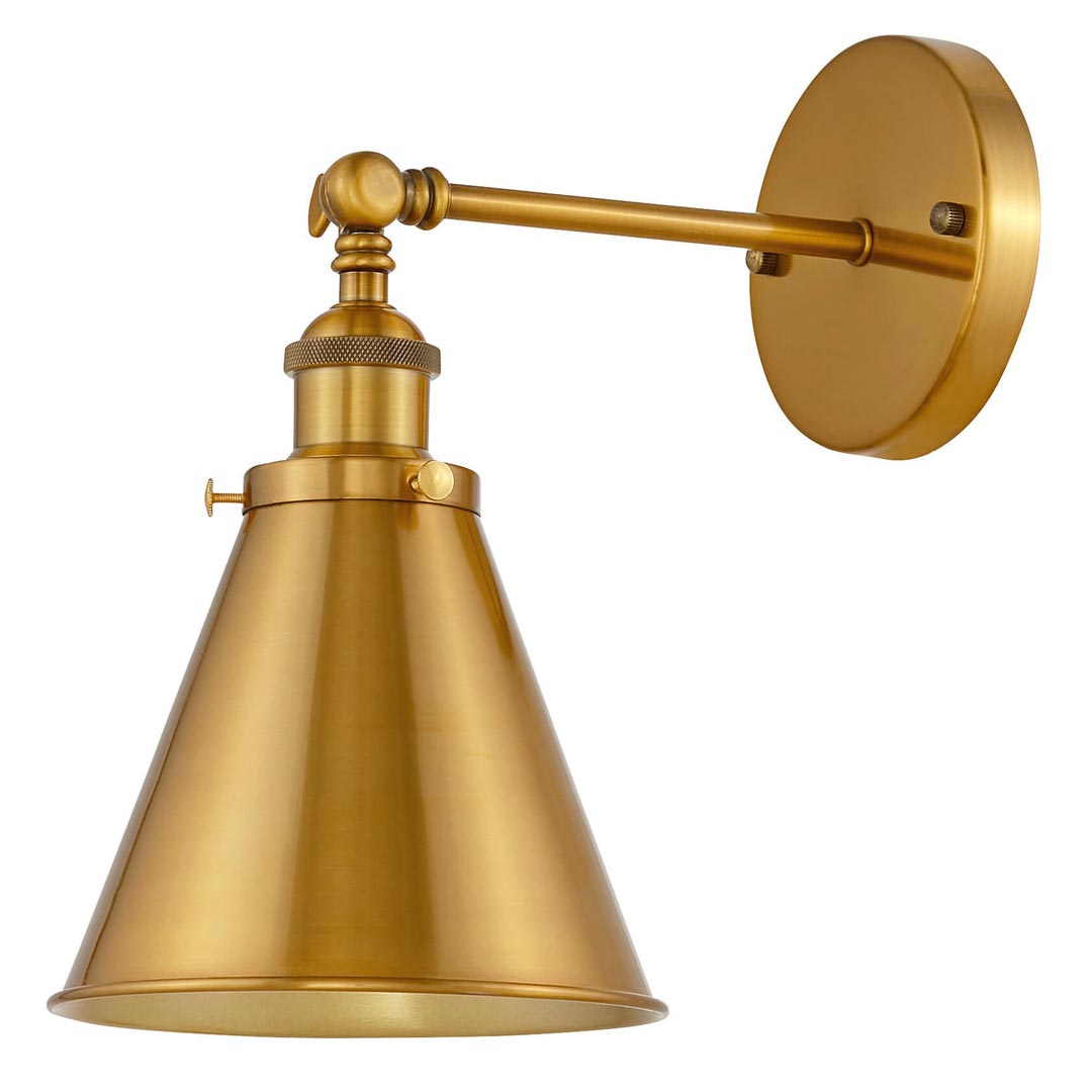 Nástěnné loftové svítidlo RUBI W1 zlatá mosaz, stínidlo ve tvaru kužele, průmyslový design - Lumina Deco obrázek 1